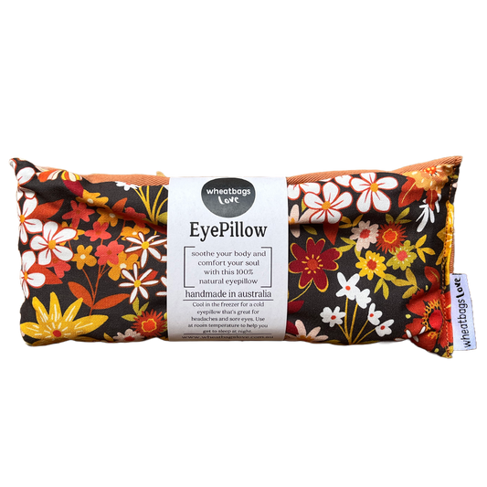 Eye Pillow - Groovy Flowers Black (In Lavender)