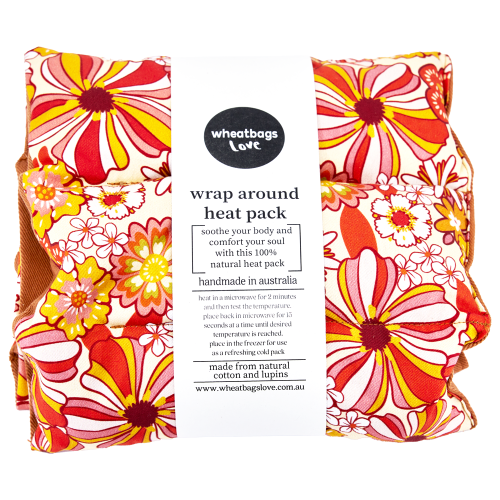 Wrap Around Heat Pack Groovy Flowers Orange