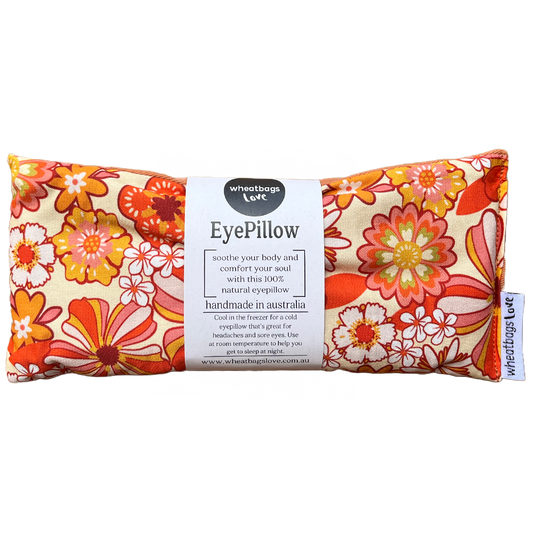 Eye Pillow - Groovy Flowers Orange (In Lavender)